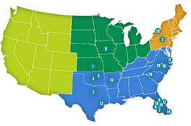 The map above shows the 20 worst places to live or vacation if you have a pollen allergy in the United States.  About 17 of the 20 are in the South, with Florida having the most at seven of the 20 hotspots.  Experts warned that mild year-round weather was to blame