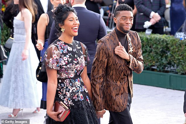 Taylor Simone Ledward-Boseman is pictured above with Chadwick Boseman at the 25th Annual Screen Actors Guild Awards in Los Angeles, California, in January 2019