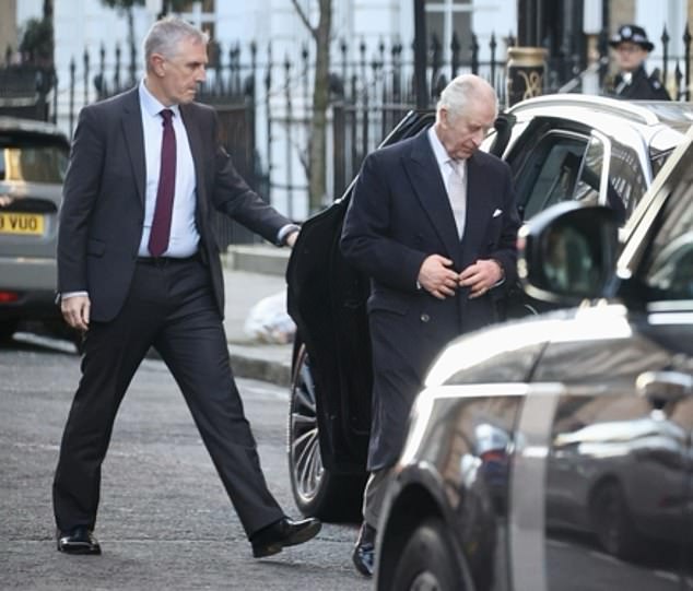 King Charles was seen arriving at the London Clinic in Marylebone on January 26