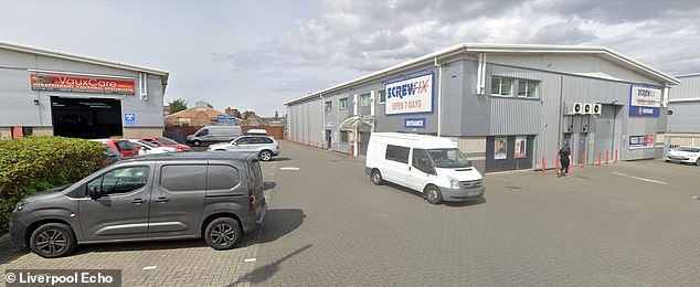 The pair were discovered in the Screwfix car park in Birkenhead, Liverpool (pictured)