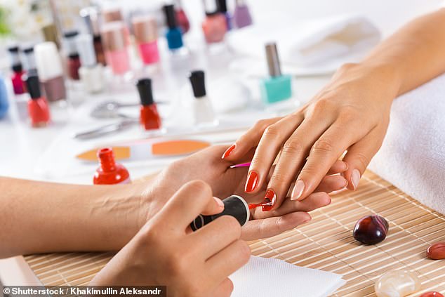 The chemicals, organophosphate flame retardants and quaternary ammonium compounds, are found in nail polish, baby wipes, hand soaps and cleaning products (stock image)