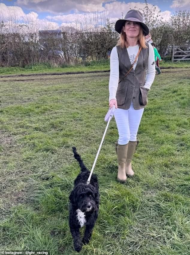 Geri Halliwell (pictured) was all smiles as she attended a horse racing event on Easter Saturday