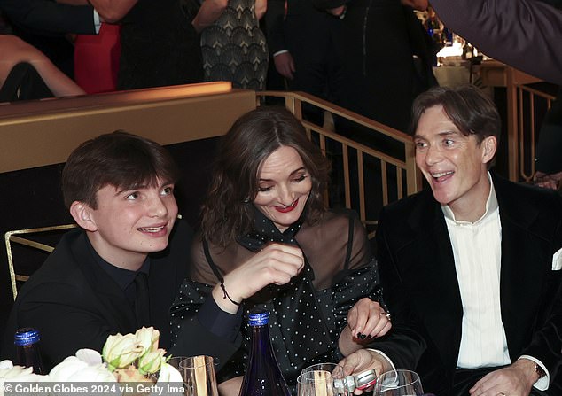 Cillian Murphy's son Aran, 16, (L) will follow in his footsteps after signing with the same Hollywood company as many A-listers (pictured with mum Yvonne)