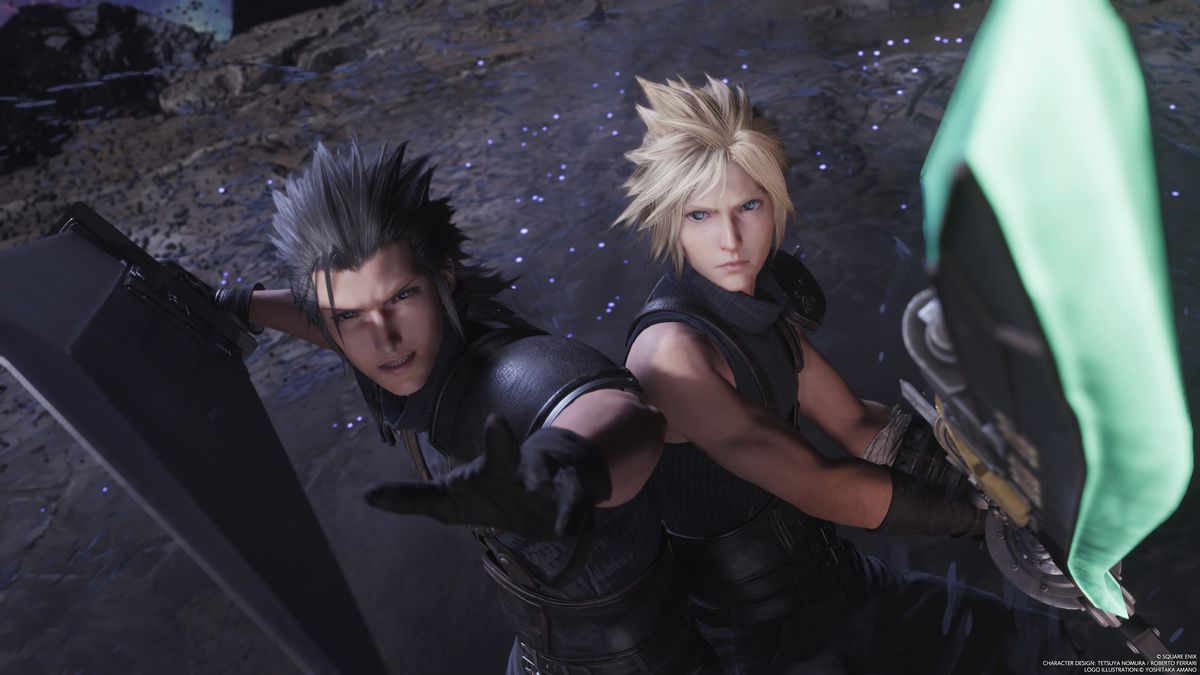 An image of Zack Fair and Cloud Strife fighting side by side in Final Fantasy 7 Rebirth.