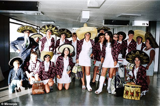 The England team, wearing sombreros and more than a few punches, pictured on their return from Mexico for the Copa 71, a tournament that is now the subject of a documentary