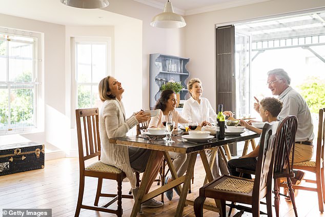 Heart of the home: a family enjoying lunch in a traditional dining room – but 25% of households with a dining room no longer use it