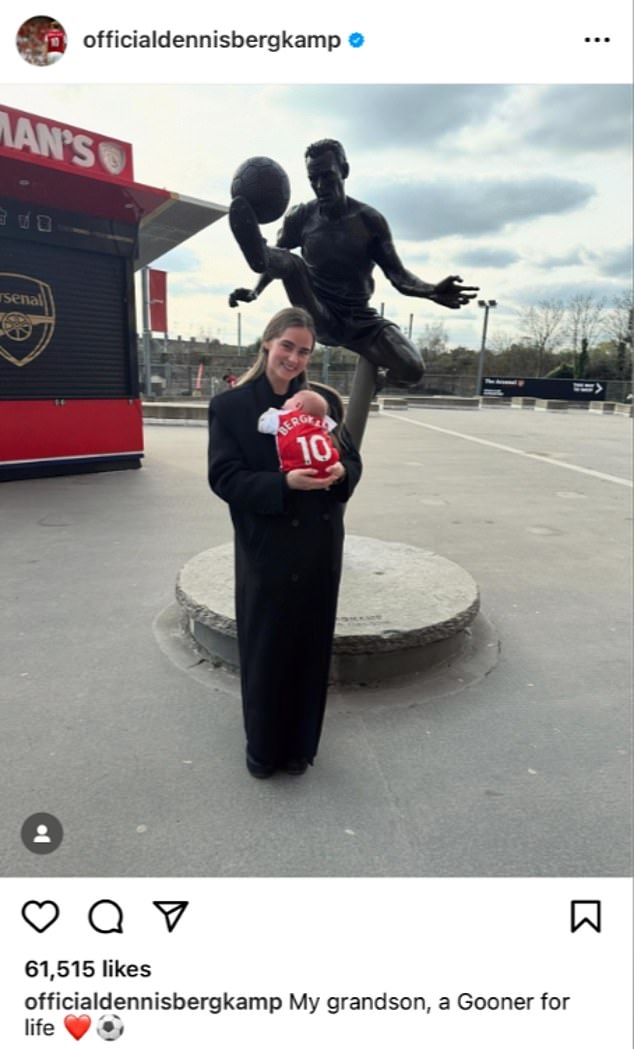 Dennis Bergkamp has labeled his grandson 'a Gooner for life' in a new social media post