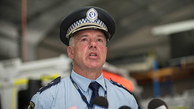 Inspector Mark Wakeham, Commander of Auburn Police, addresses the media as the search involves a boy missing in Auburn at NSW SES Auburn Unit: Photo: NCA NewsWire / Flavio Brancaleone