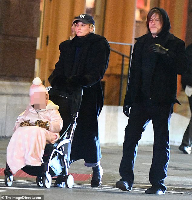 Diane Kruger and Norman Reedus looked like cool parents on Saturday during a rare outing with their daughter Nova Tennessee in New York City