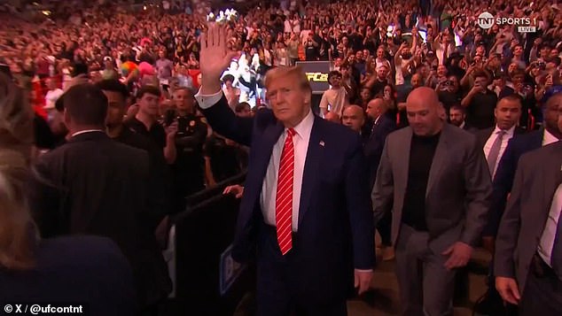 Donald Trump made a cageside appearance at UFC 299 in Miami on Saturday evening