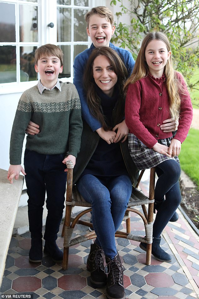 The Princess of Wales with her children in her Mother's Day portrait