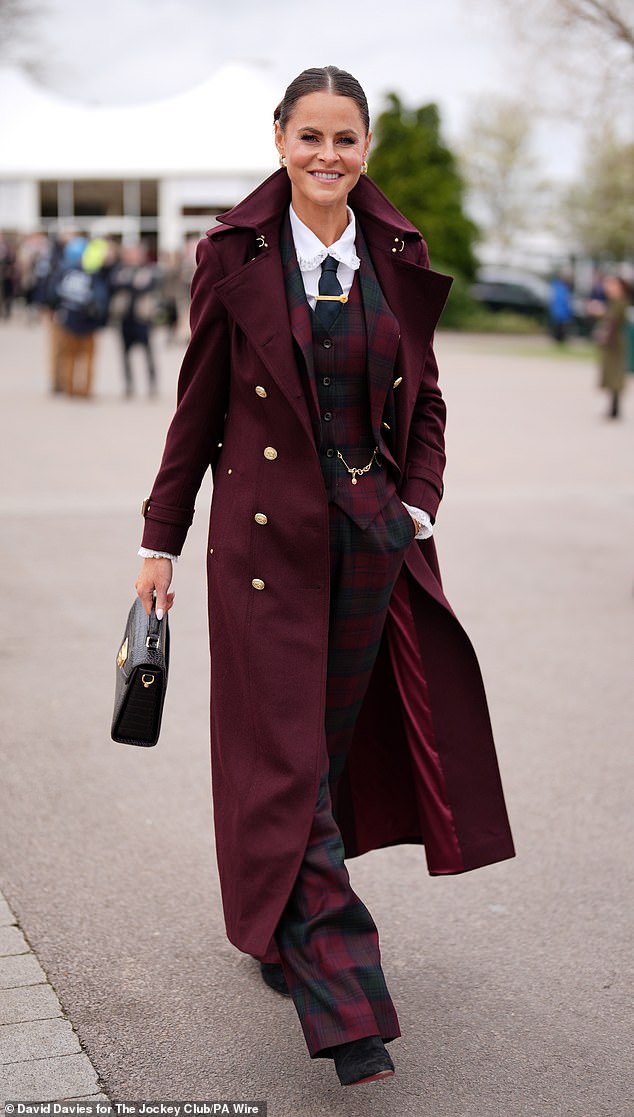 Jade Holland Cooper arrives at Cheltenham Racecourse on day three of the 2024 Cheltenham Festival