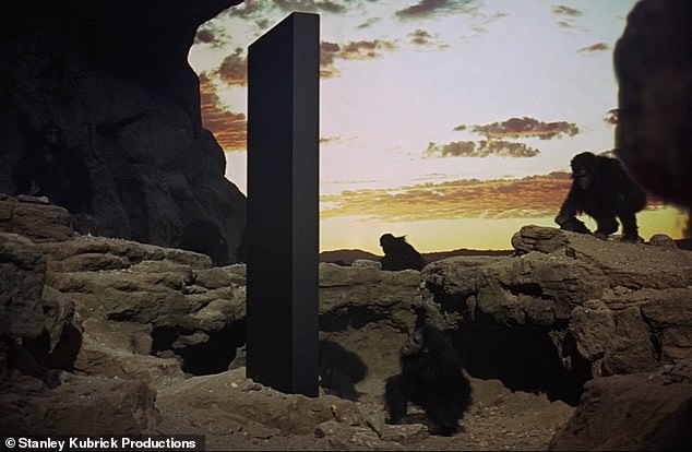 Earth's Black Box has a similar atmosphere to the black monolith in Stanley Kubrick's 1968 epic '2001: A Space Odyssey' (pictured).  The mysterious object arrives on Earth, causing confusion among startled primates