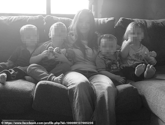 Tanya Hannon, 24, also known as Tanya Earl, was charged with aggravated child molestation over claims she starved her child.  The mother of five is pictured with four of her children