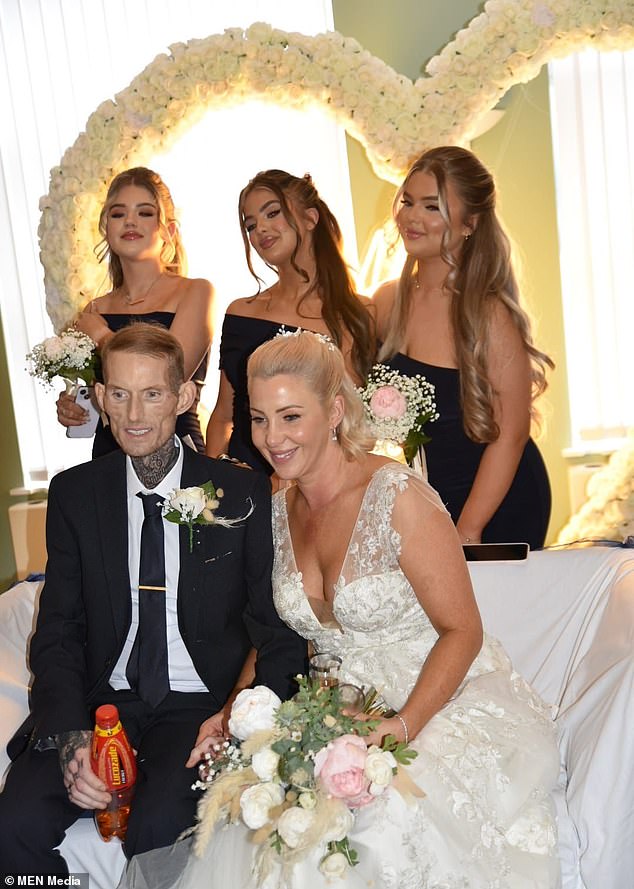 Photos show the footballer marrying his childhood sweetheart Jemma Power-Bliss on Valentine's Day, in the presence of friends and family