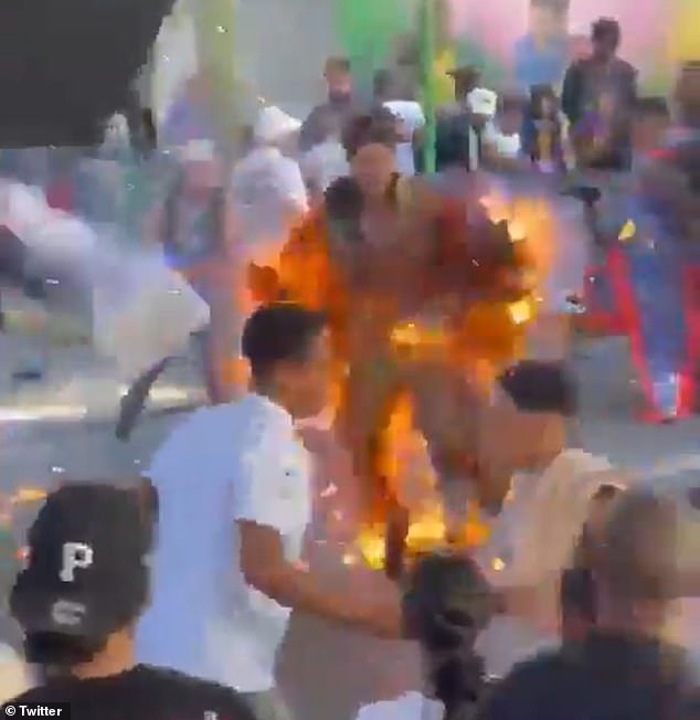 Nineteen people were injured on Sunday in Salcedo, Dominican Republic, after their carnival costumes were set on fire following an unexpected fireworks explosion