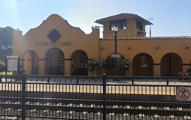 Pictured: Caltrain's Burlingame train station, where Navarro reportedly built an apartment out of an office with about $42,000