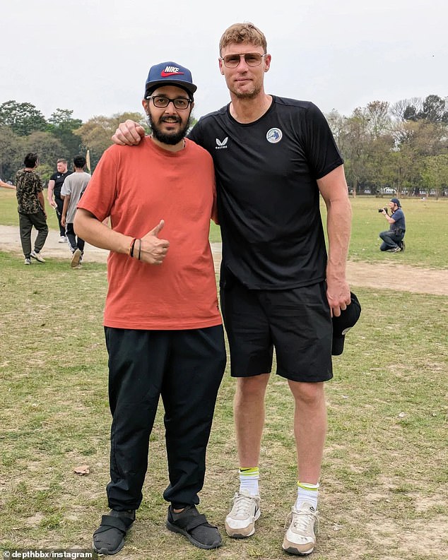 Andrew 'Freddie' Flintoff appears to be on the mend as he showed off his healing facial injuries while filming the second series of Field of Dreams in India