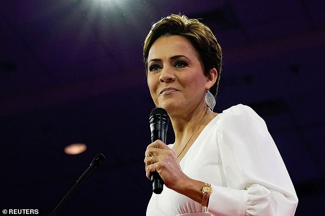 Pictured: Lake addressing the annual meeting of the Conservative Political Action Conference (CPAC) in National Harbor, Maryland, on February 24