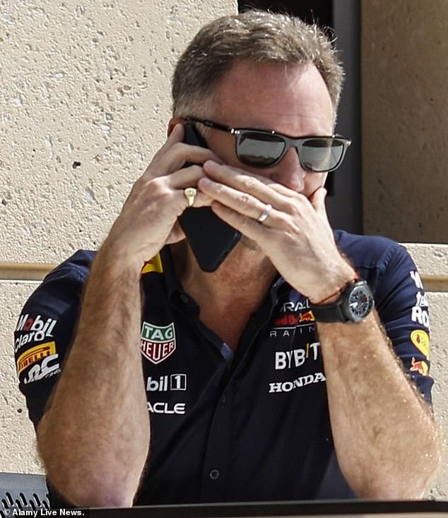 Friends of the ex-Spice Girl told the Mail she thought the scandal was finally 'gone' after Christian Horner (pictured in Bahrain on Thursday) was cleared of wrongdoing on Wednesday.