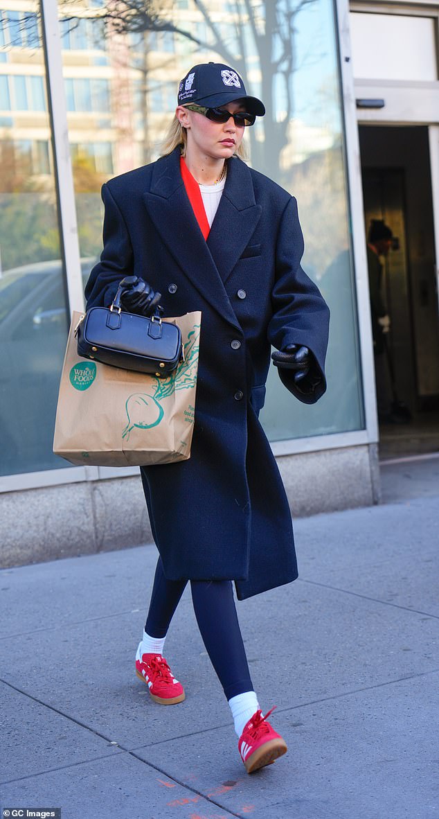 Gigi Hadid embodied the off-duty model look while grocery shopping at Whole Foods in New York City on Sunday