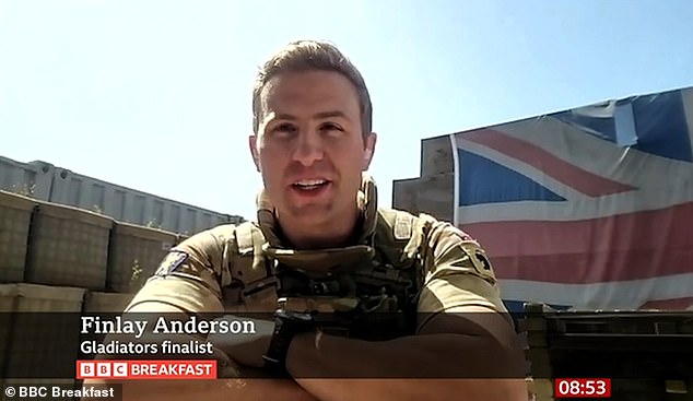 Gladiators' Finlay Anderson, 31, has revealed he will watch the highly anticipated final from abroad with his fellow military troops