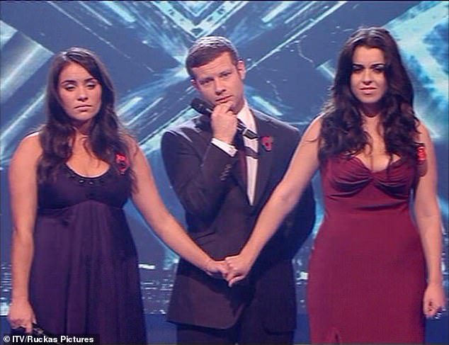 The singer appeared in series five of the show in 2008, alongside Alexandra Burke, JLS and Eoghan Quigg, and was the favorite to win (pictured, right, with Dermot O'Leary and Ruth Lorenzo, left)