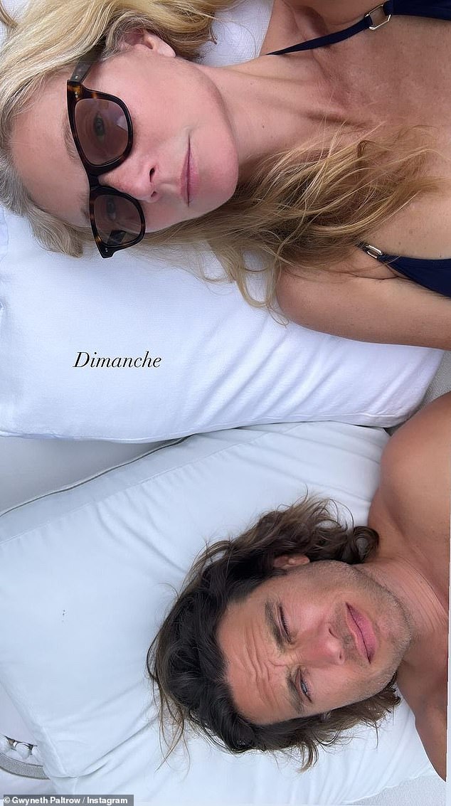 Gwyneth Paltrow, 51, glowed in a sweet selfie she took with her husband, Brad Falchuk, 53, uploaded to her Instagram Stories on Sunday