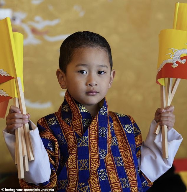 The Queen of Bhutan today shared two photos of Jigme Ugyen Wangchuck (pictured) on the occasion of his fourth birthday