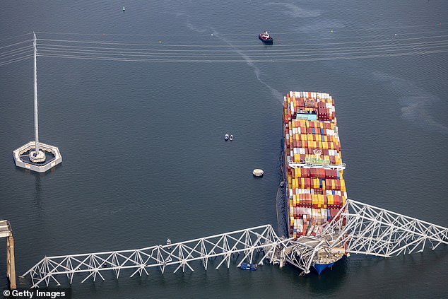 The ship, the Singapore-flagged Dali, had been sailing for 20 minutes when it struck a support column on the bridge.