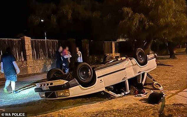 A 23-year-old man lost control of his white Volvo, causing it to overturn and injure the passenger on Hodges Drive in Perth on Friday evening