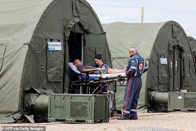 Field hospitals in strategic locations around Brazilian cities are struggling to keep up with the number of people needing care