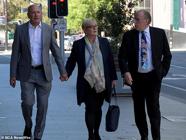 Linda Reynolds walked hand in hand with her husband.  Photo: NCA NewsWire / Sharon Smith