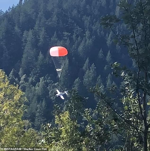 The family of three aboard this Cirrus SR22 light aircraft escaped with only a few cuts and bruises when their parachute deployed over California last Friday