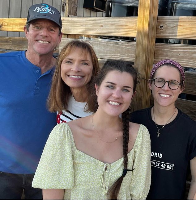 Bill Potts with his wife Kim and his twin daughters Sarah and Anna