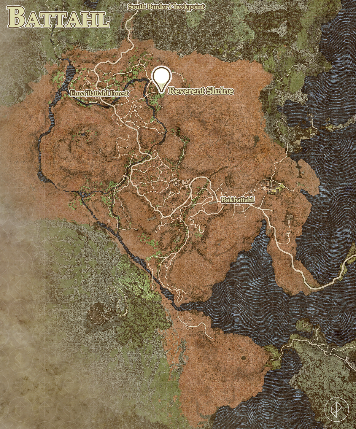 A map showing the location of the Reverent Shrine in Dragon's Dogma 2