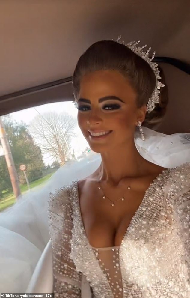 Crystal Connors, 18, put on a glamorous show for her big day after two years of marriage to her boyfriend