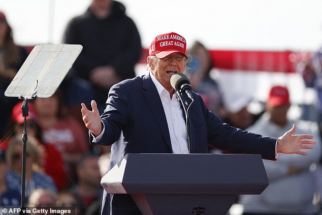 Former President Donald Trump blamed his successor, President Joe Biden, for some awkward moments with his teleprompter as he spoke at a rally in Ohio on Saturday afternoon