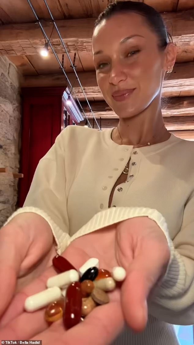 Bella Hadid, 27, has shocked fans after sharing her extreme morning routine in a TikTok video she shared last week – which consisted of taking 14 vitamins!