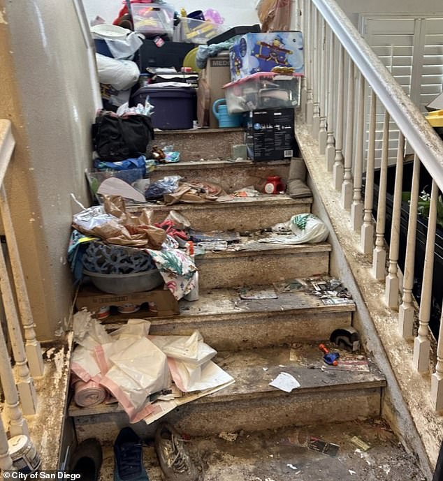 Sickening footage reveals the inside of a hoarder's home that has been plaguing an upscale San Diego street for a decade