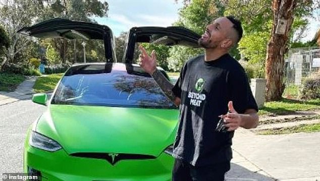 A killer who stole tennis star Nick Kyrgios' bright green Tesla Model