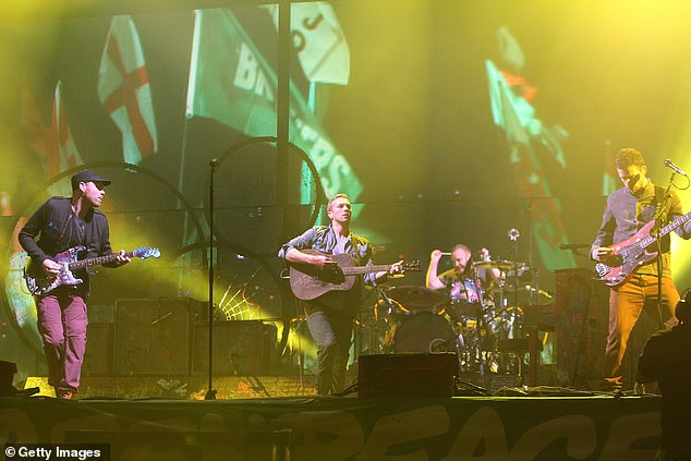 The band will perform at Worthy Farm in June, alongside fellow Pyramid Stage artists Dua Lipa, SZA and Shania Twain (pictured performing at Glastonbury in 2011)