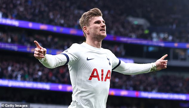 Timo Werner's first goal for Tottenham Hotspur was the equalizer against Crystal Palace