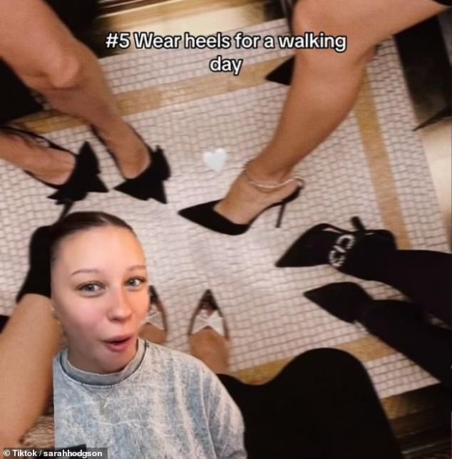 For days with a lot of walking, Sarah advised her viewers to skip the heels