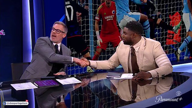 Jamie Carragher (L) and Micah Richards (R) have placed a bet on Sunday's big match