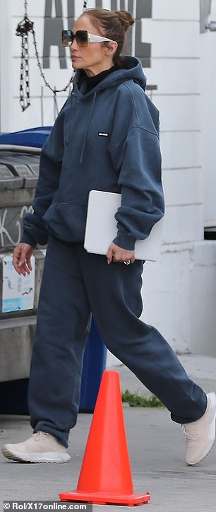 On Wednesday, Lopez arrived at a dance studio wearing a gray tracksuit in Los Angeles, California