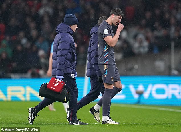 John Stones left England's match against Belgium within the first 10 minutes with an injury