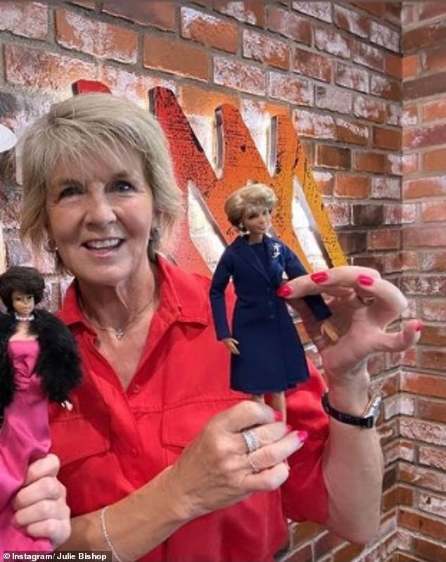 Julie Bishop (pictured) was all smiles on Monday as she was presented with her very own Barbie doll in her likeness while appearing on Triple M Perth