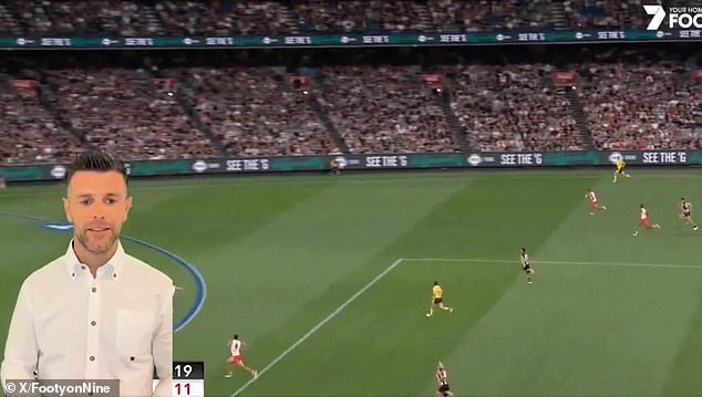 Trent Cotchin is learning the ropes of commentary at Channel Seven and appeared in an analysis video on the network's TikTok (pictured)