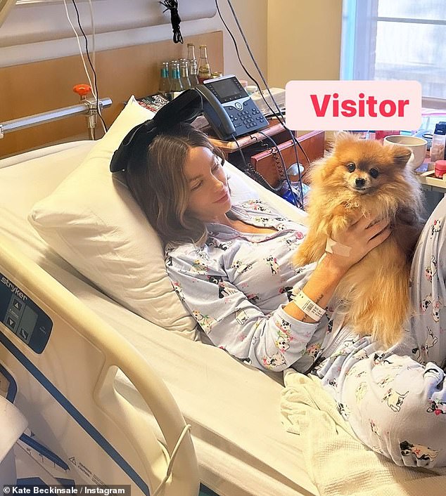 Kate Beckinsale hit back at a vile troll who claimed her beloved dog Mylf will die after her pets visited her during her mysterious hospital stay